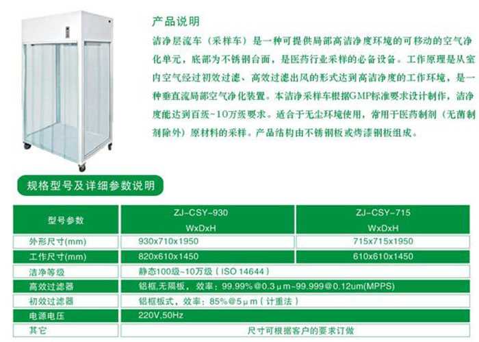 潔凈采樣車技術參數